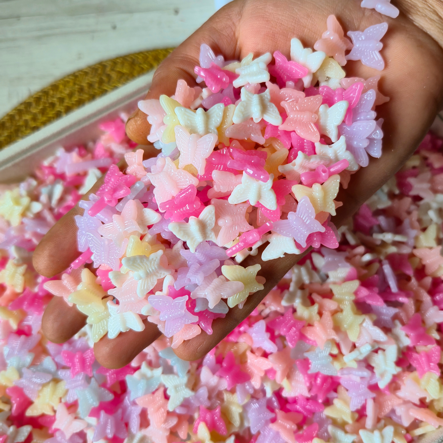 100 Grams Multi Color Beads For DIY Hair Accessories, Jewellery, Crafts Making (005)