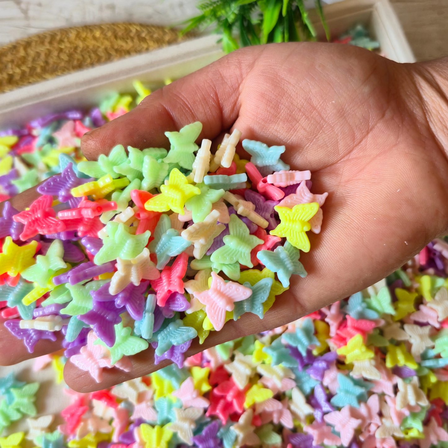 100 Grams Multi Color Beads For DIY Hair Accessories, Jewellery, Crafts Making (038)