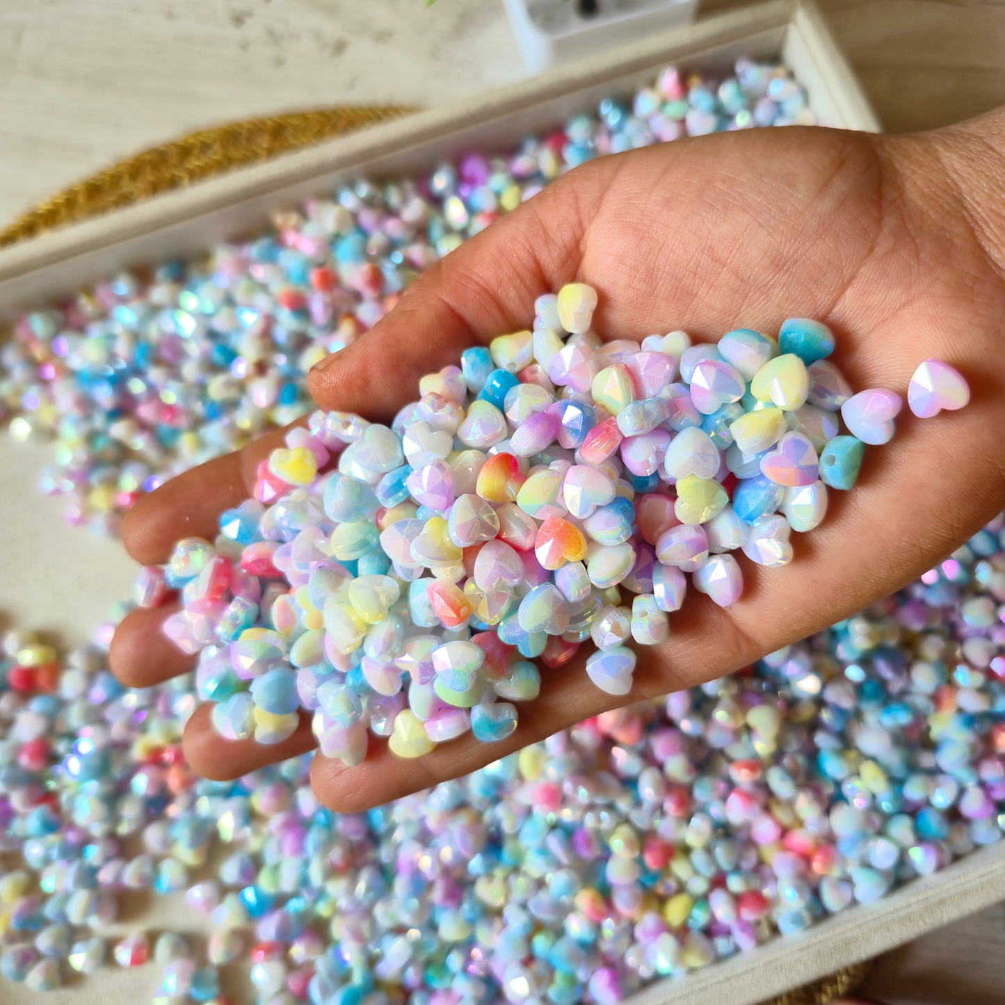 100 Grams Multi Color Beads For DIY Hair Accessories, Jewellery, Crafts Making (047)