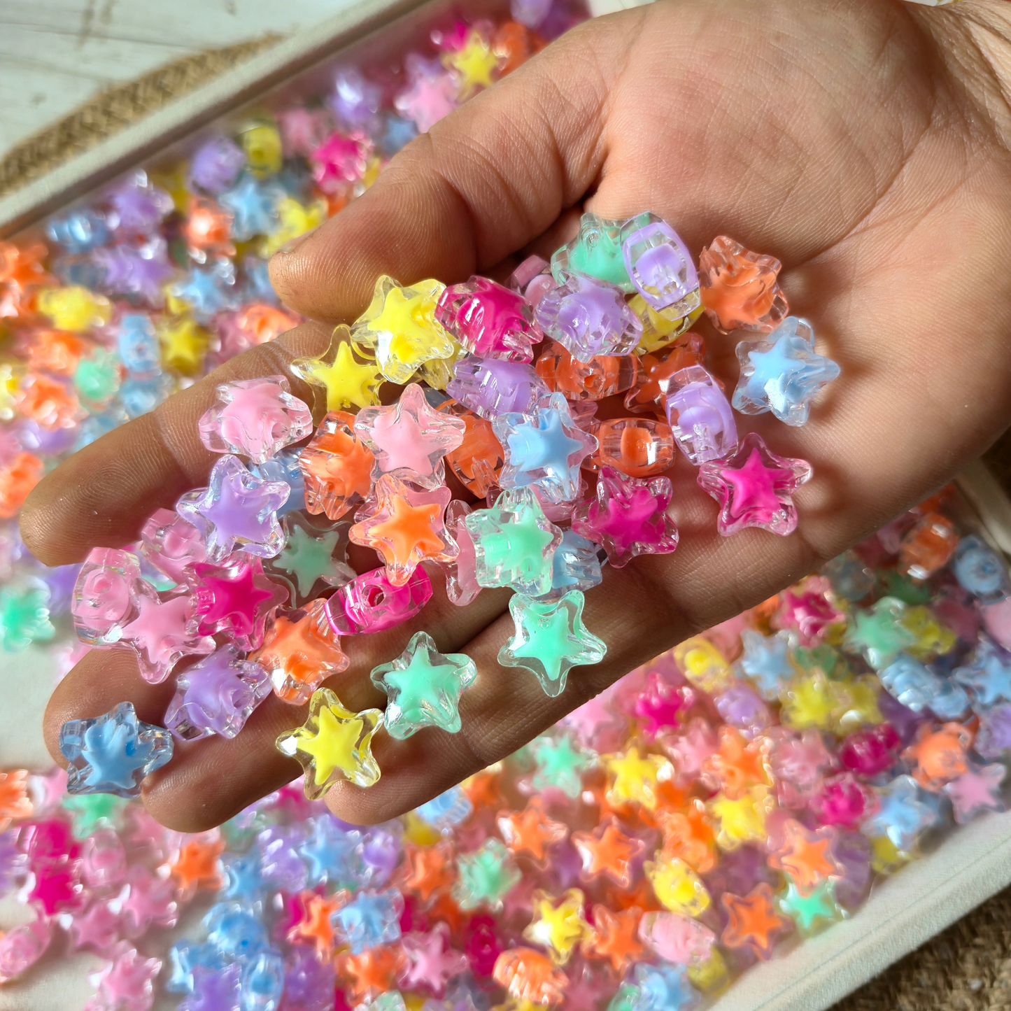 100gm Multi Color Beads For Making Hair Accessories, Jewellery, DIY Crafts (Mix Beads 70)