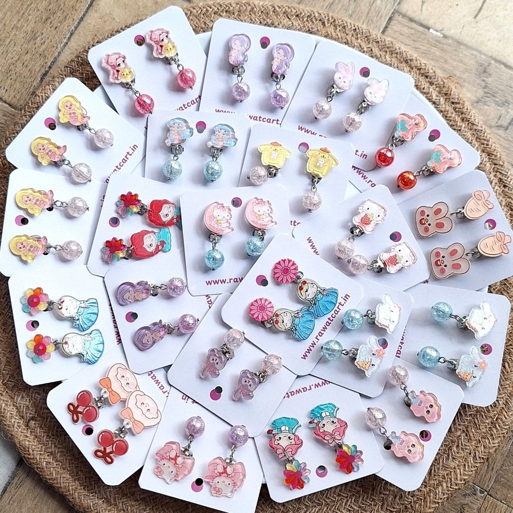 Expertly crafted for young girls, these Clip On Earrings (MIX DESIGNS)