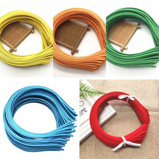 Pack of 50pc Multicolor Satin Covered Hair Bands (6 to 8 Colors)