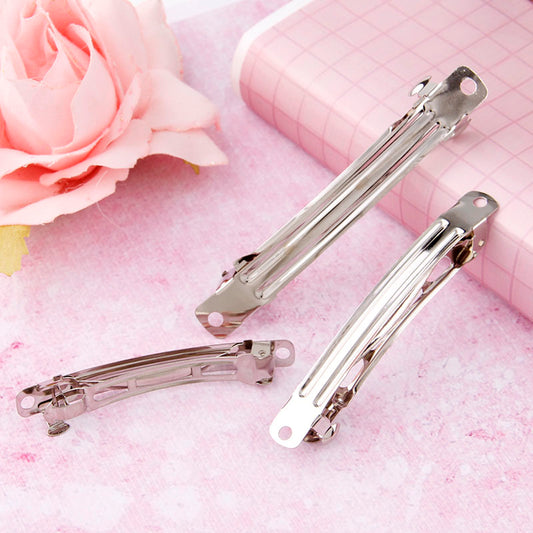 Pack of 50pcs (9.5cm) Silver Barrette Hair Clips for DIY Hair Accessories Making