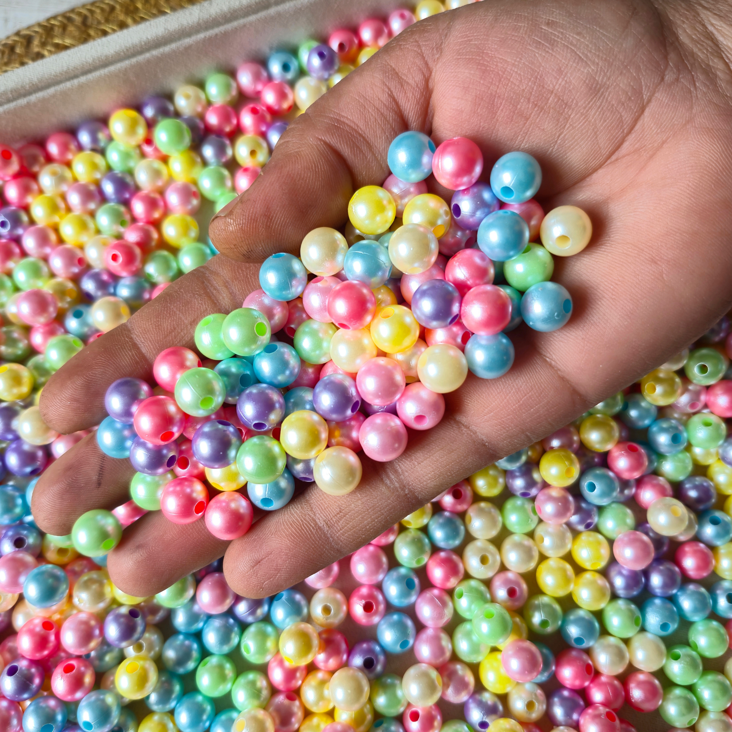 100 Grams Multi Color Beads For DIY Hair Accessories, Jewellery, Crafts Making (014)