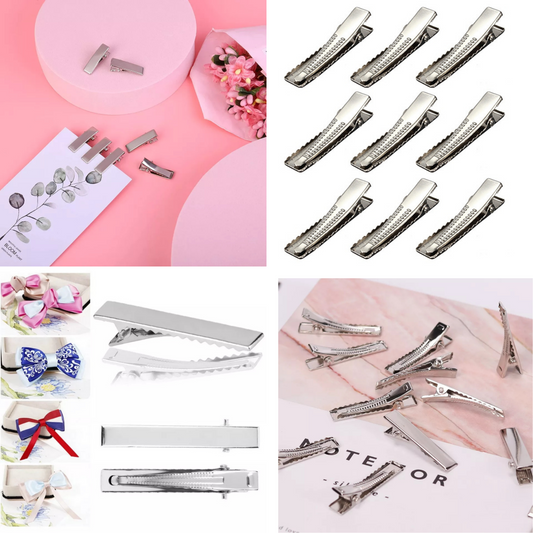 3cm (100pc) Silver Alligator Hair Clip – DIY Bow Making