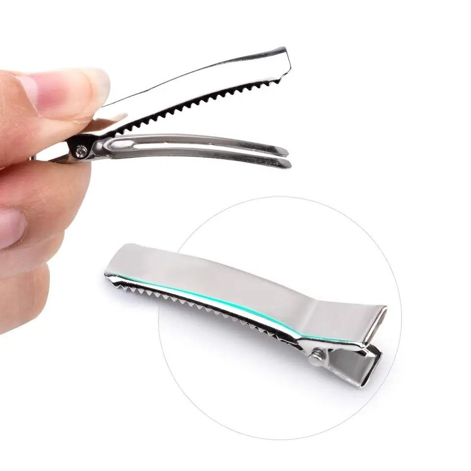 Pack of 100pc 4.5cm Silver Double Prong Alligator Clips for Hair Bows