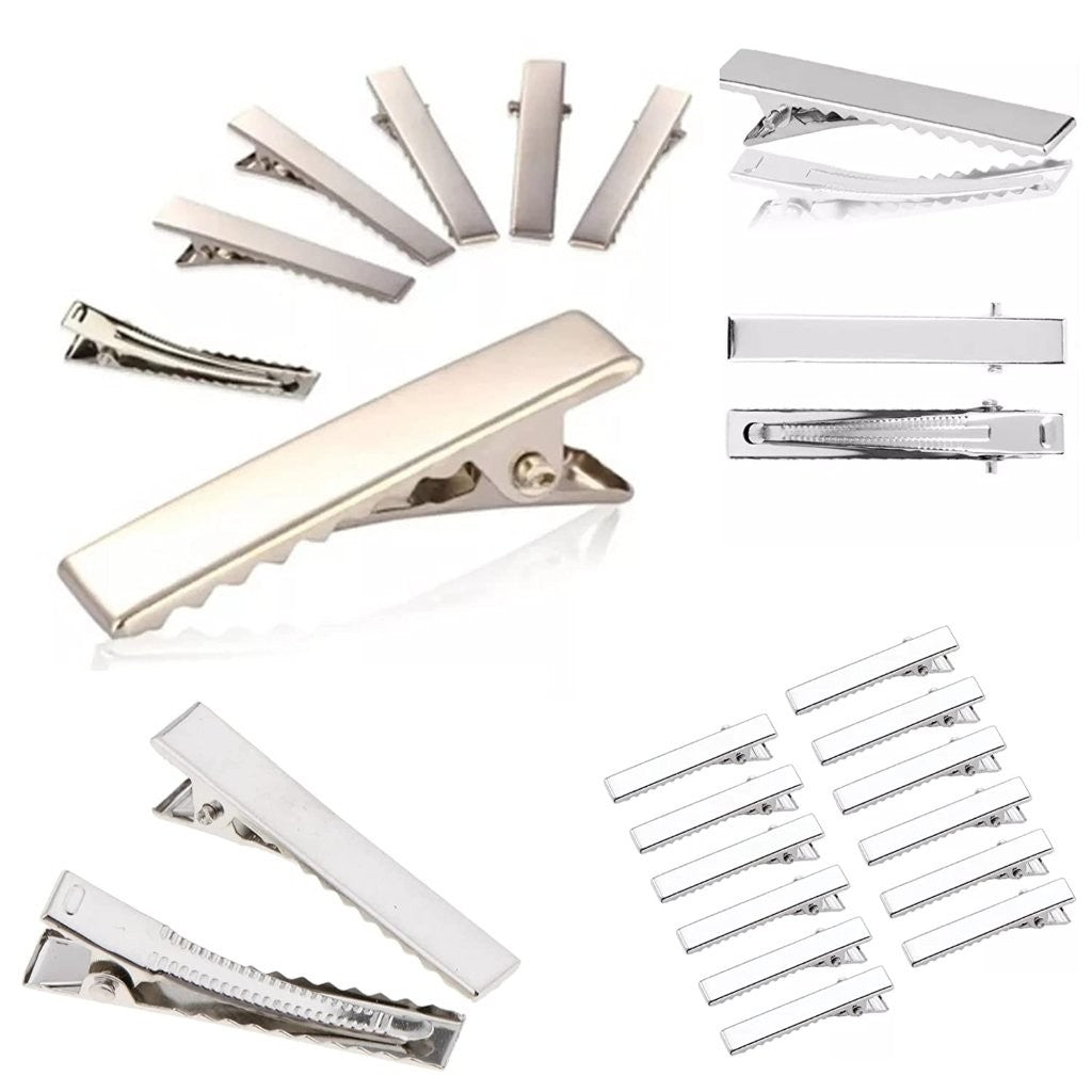 Pack Of 4.5cm Silver Alligator Clips for Hair Bows