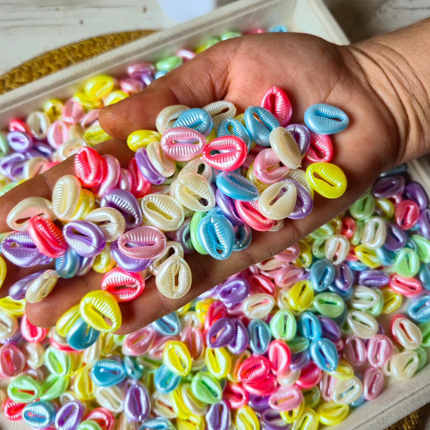 100 Grams Multi Color Beads For DIY Hair Accessories, Jewellery, Crafts Making (018)