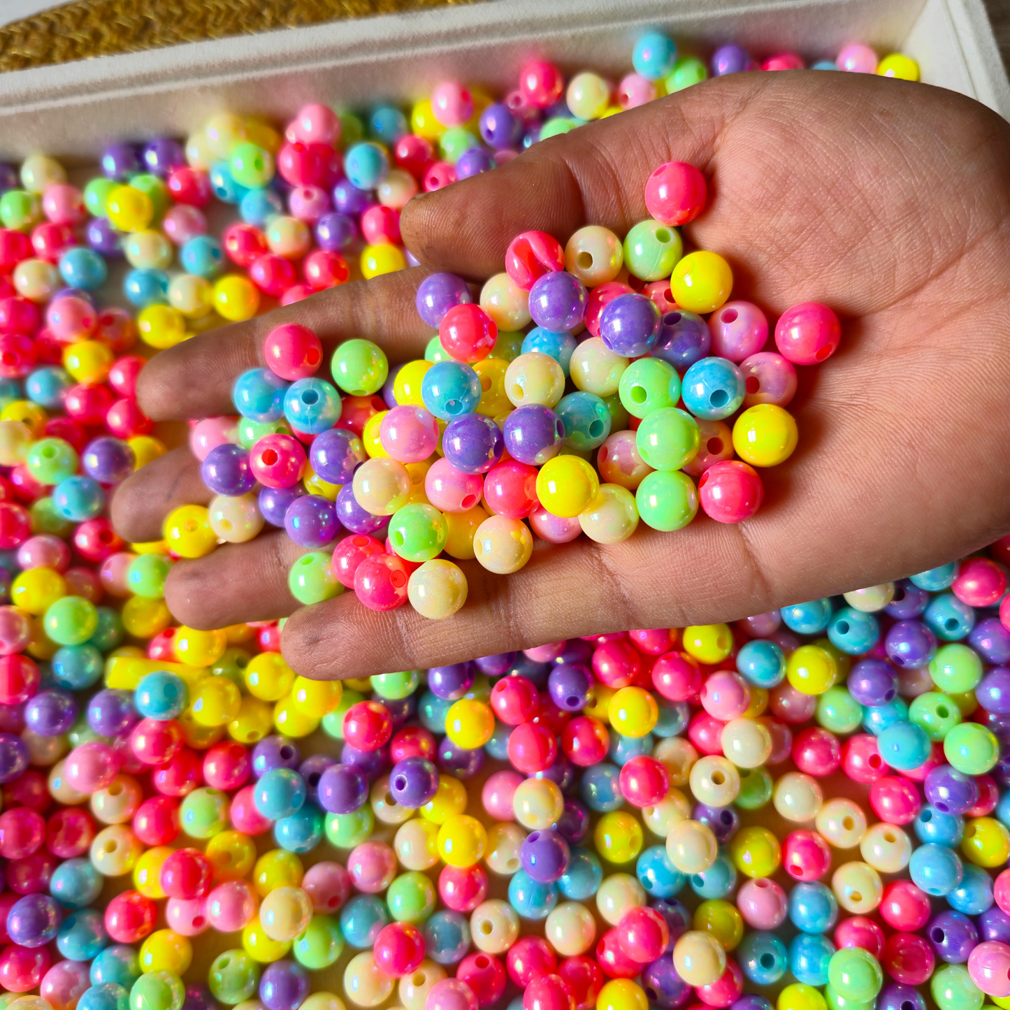 100 Grams Multi Color Beads For DIY Hair Accessories, Jewellery, Crafts Making (020)