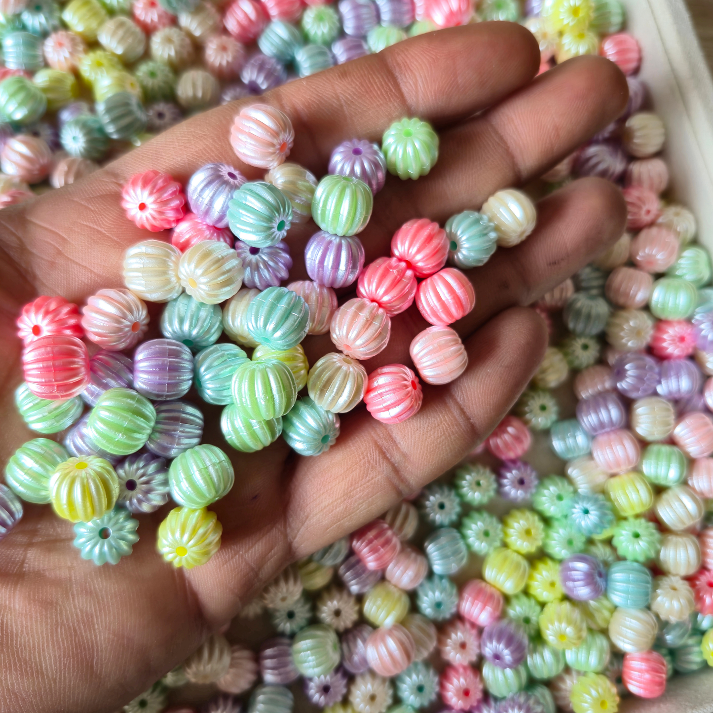 100 Grams Multi Color Beads For DIY Hair Accessories, Jewellery, Crafts Making (021)