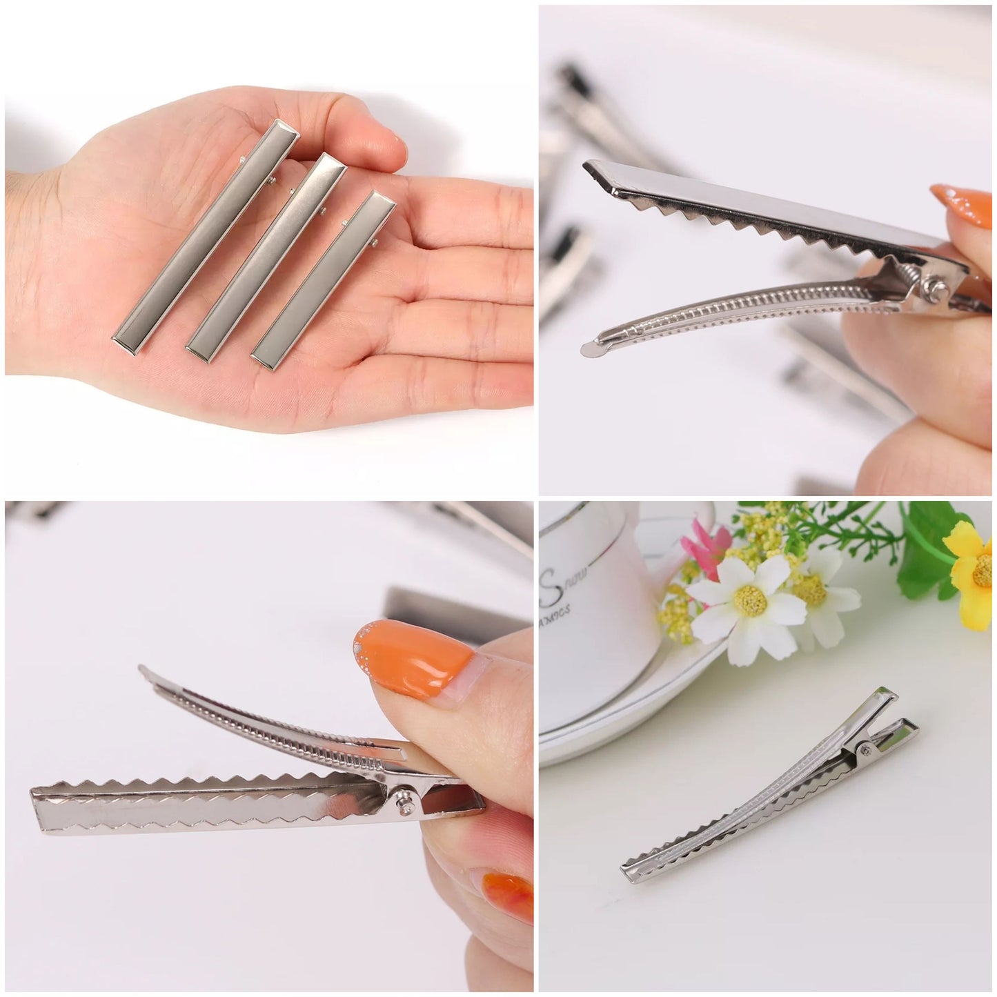 7.5cm (100pc) Silver Alligator Hair Clip - DIY Hair Clips