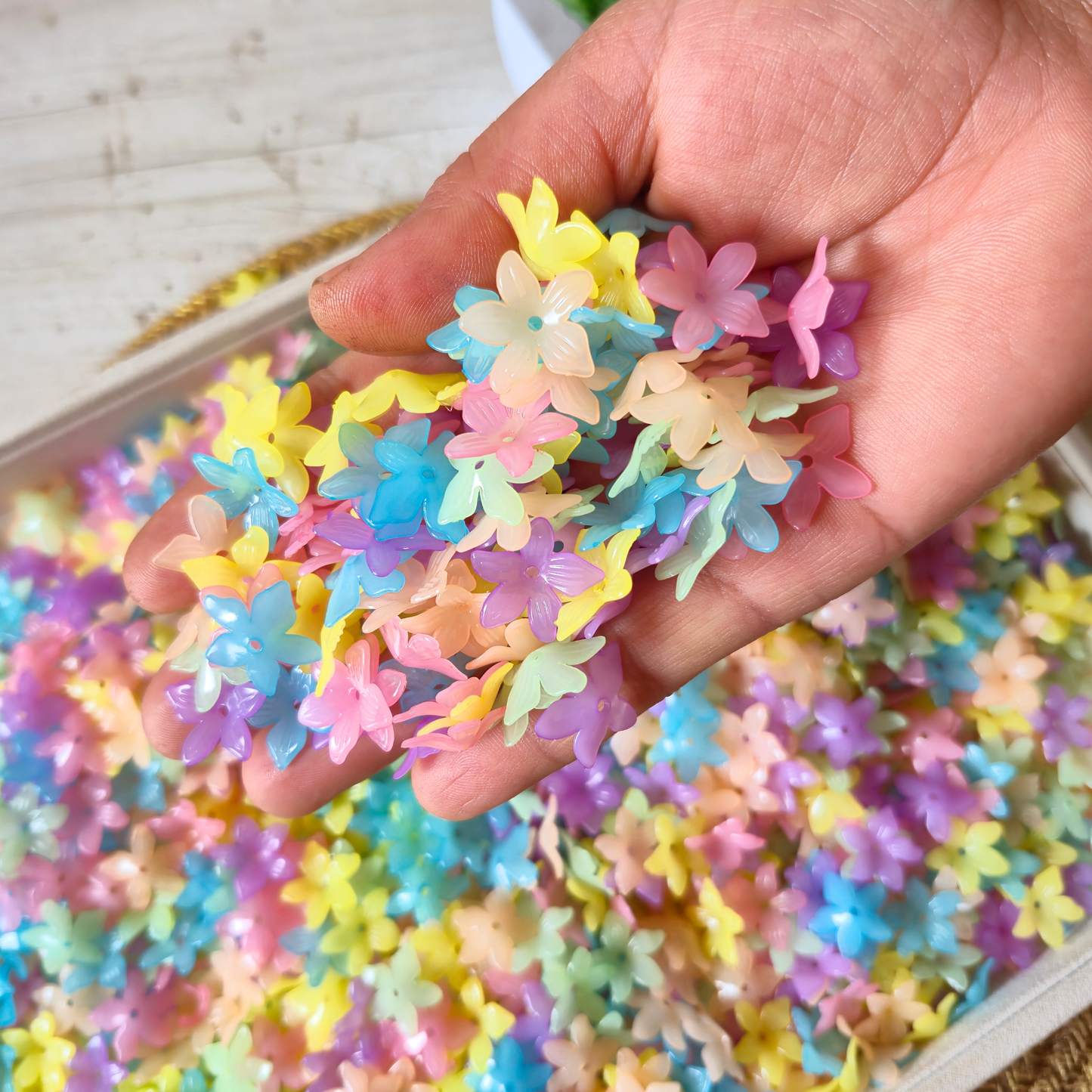 100 Grams Multi Color Beads For DIY Hair Accessories, Jewellery, Crafts Making (034)