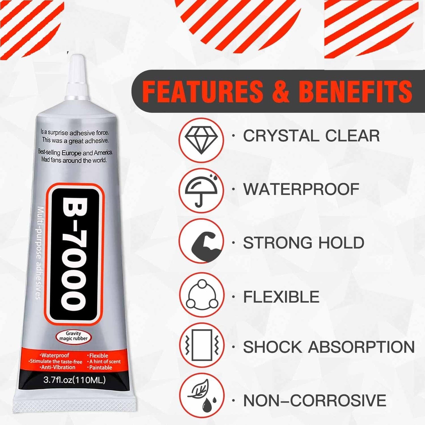 Multi-Purpose 110ml B-7000 Glue Transparent Adhesive For Making DIY Jewelery, Hair Accessories, Crafts