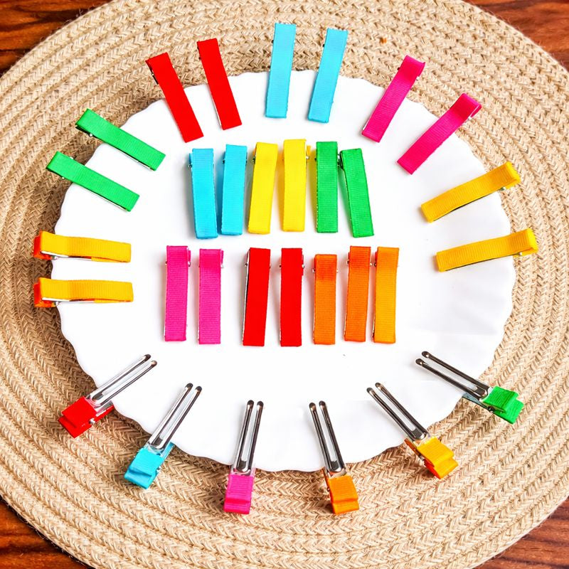 5CM (50PC) Multicolor Fabric Covered Alligator Hair Pins