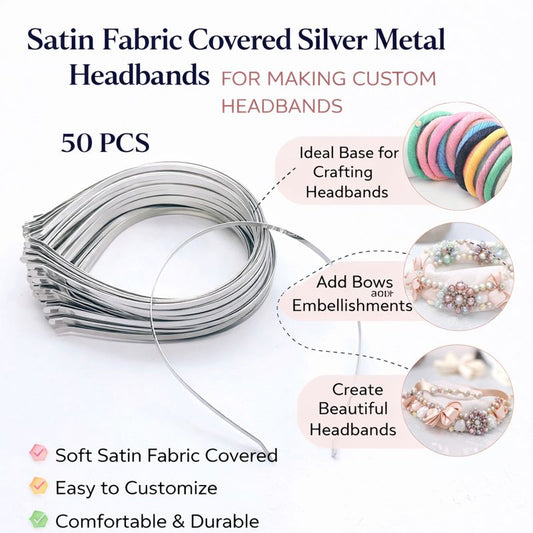 50pc Silver Metal Hair Band Base For Making Hair Accessories Hair Bands, Headbands
