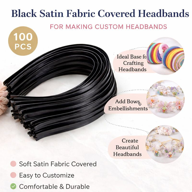 50pc Black Metal Hair Band Base For Making Hair Accessories Hair Bands, Headbands