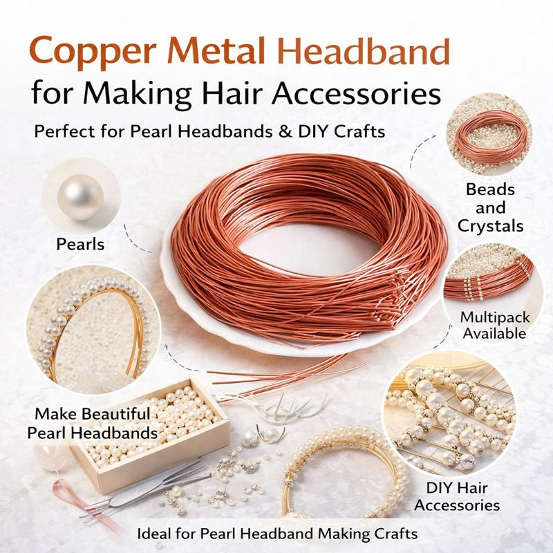 50pc Metal Sleek Hair Bands For Making Headbands