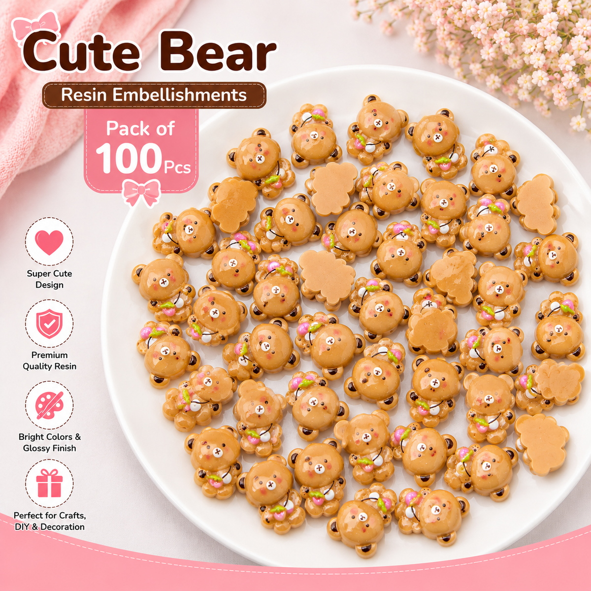 100pc Cartoon Character Beads for DIY Crafts, Accessories & Decoration (BEADS-01)