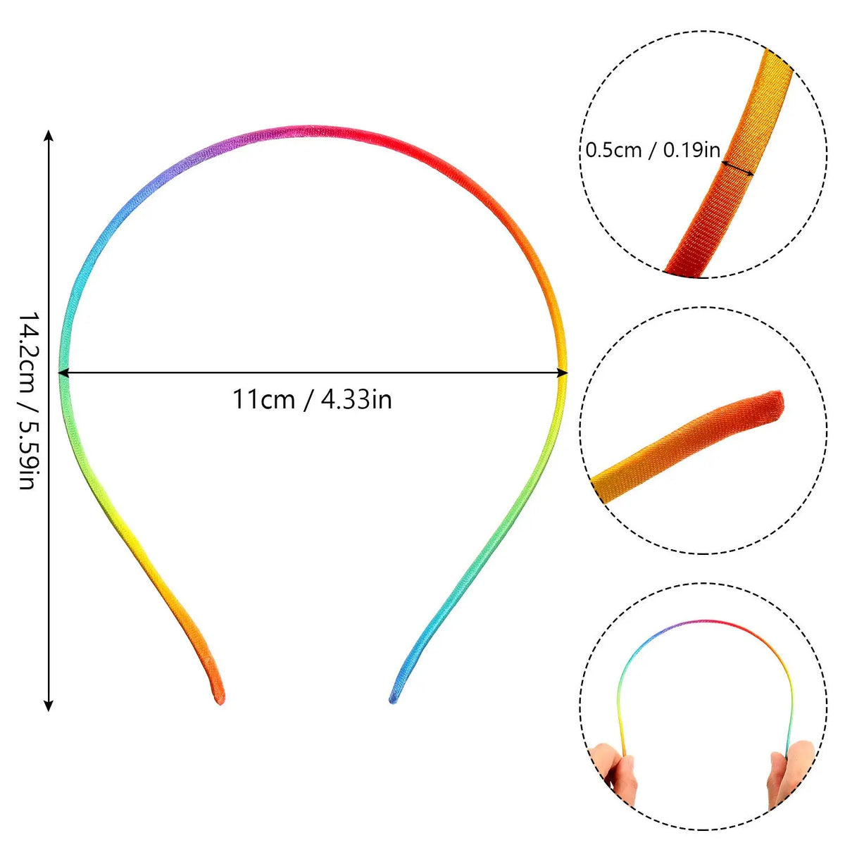 Pack of 50pc Multicolor Satin Covered Hair Bands (6 to 8 Colors)