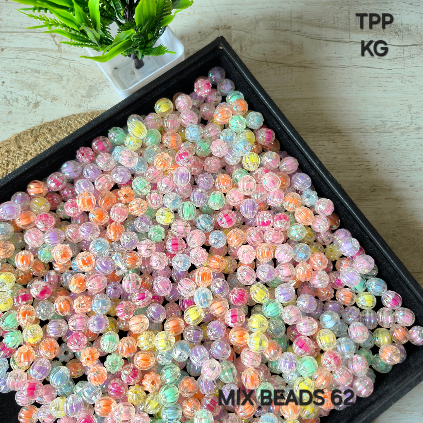 100gm Multi Color Beads For Making Hair Accessories, Jewellery, DIY Crafts (Mix Beads 62)