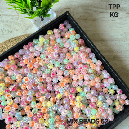 100gm Multi Color Beads For Making Hair Accessories, Jewellery, DIY Crafts (Mix Beads 62)