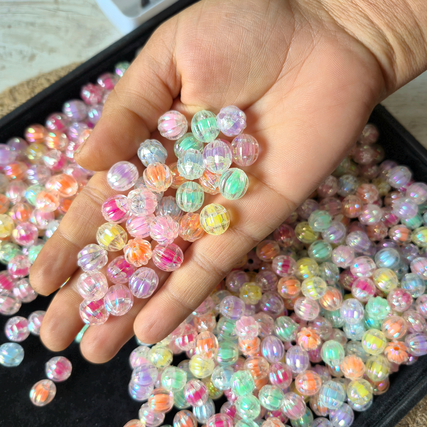 100gm Multi Color Beads For Making Hair Accessories, Jewellery, DIY Crafts (Mix Beads 62)