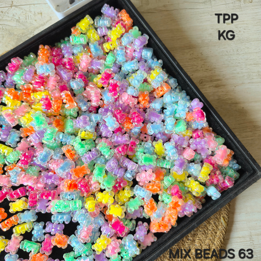 100gm Multi Color Beads For Making Hair Accessories, Jewellery, DIY Crafts (Mix Beads 63)