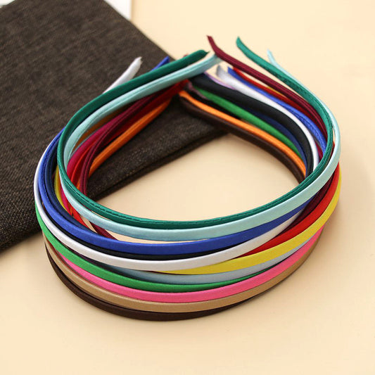 50pc Multicolor Satin Fabric Covered Hair Bands Headbands
