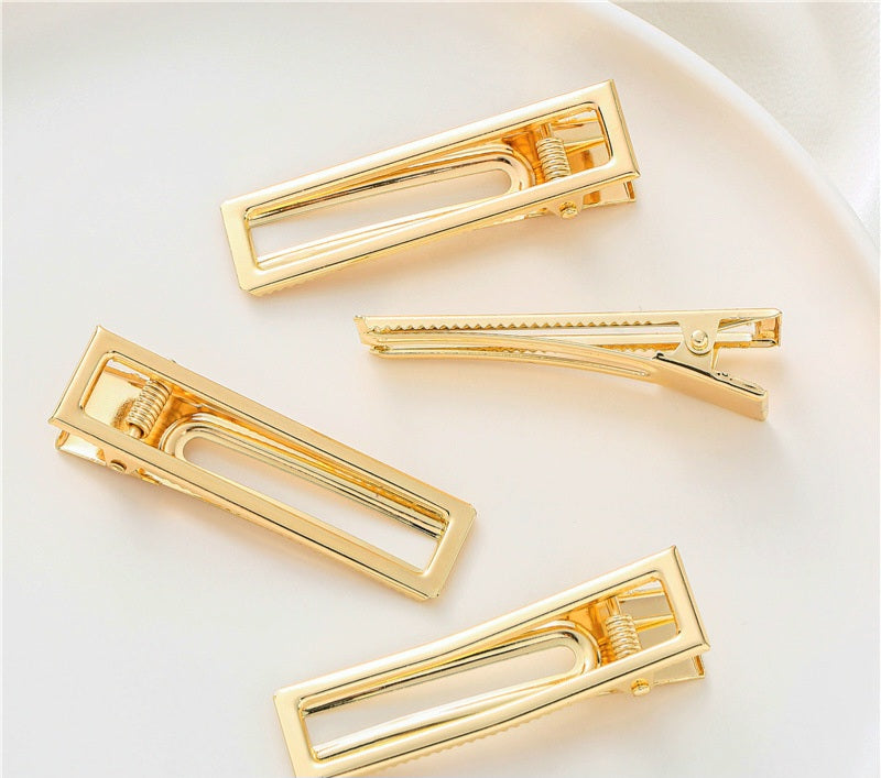 6.5cm (25PC) Gold Hair Clips Rectangle Shape