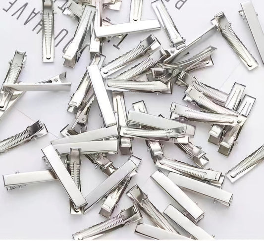 5.5cm (100pc) Silver Alligator Hair Clips - DIY Crafts Hair Accessories