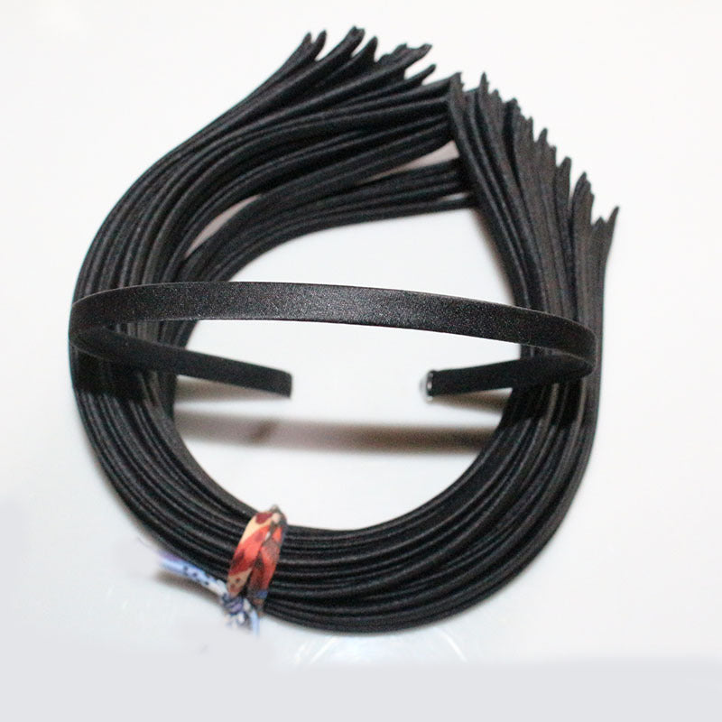Pack of 50pc Black Satin Covered Hair Bands
