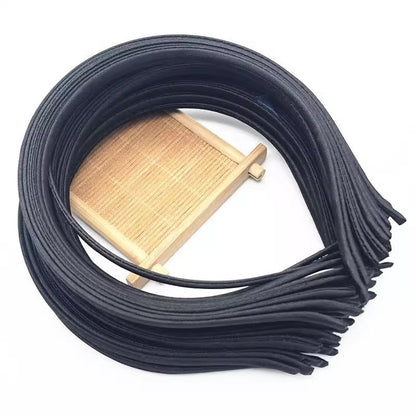 100pc Black Satin Fabric Covered Hair Bands
