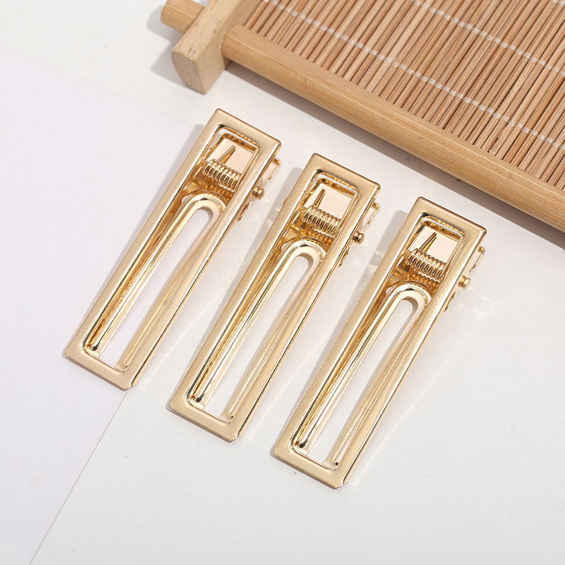 6.5cm (25PC) Gold Hair Clips Rectangle Shape