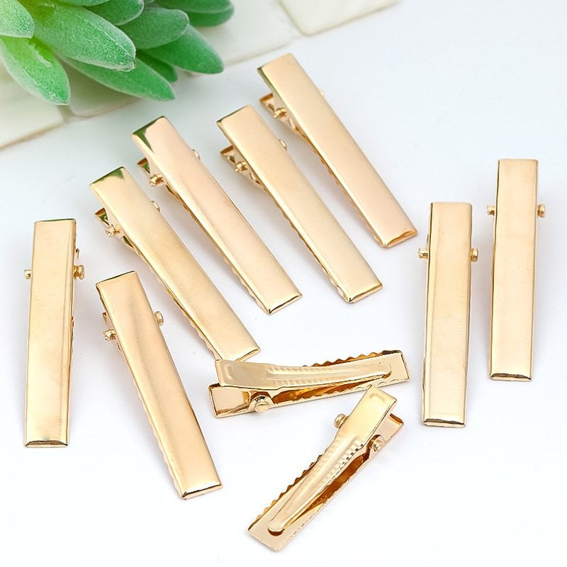 4.5cm (100pc) Golden Alligator Hair Clips - DIY Crafts Hair Accessories
