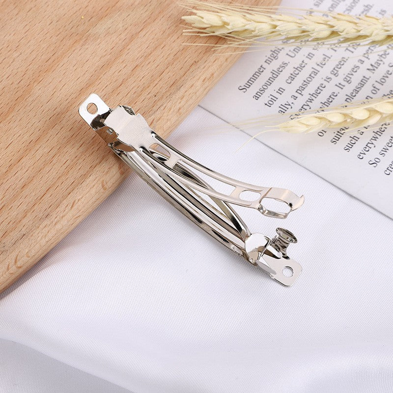 Pack of 50pcs (8cm) Silver Barrette Hair Clips for DIY Hair Accessories Making