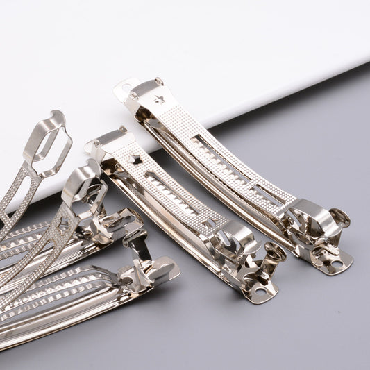 8CM (50PC) Silver Barrette Back Hair Clips Medium