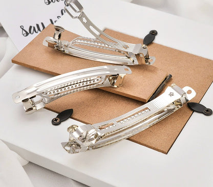 5CM (50PC) Silver Barrette Back Hair Clips Small