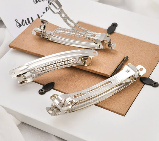 5CM (100PC) Silver Barrette Back Hair Clips Small