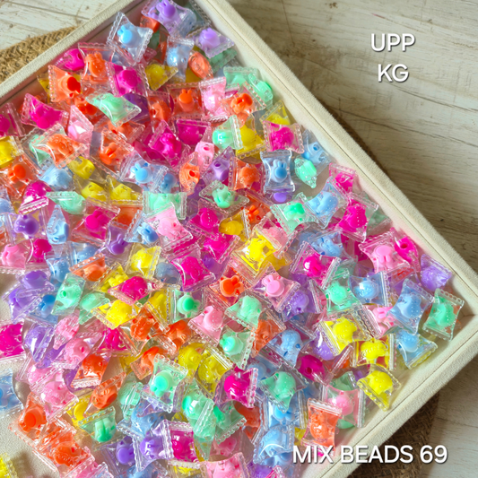 100gm Multi Color Beads For Making Hair Accessories, Jewellery, DIY Crafts (Mix Beads 69)