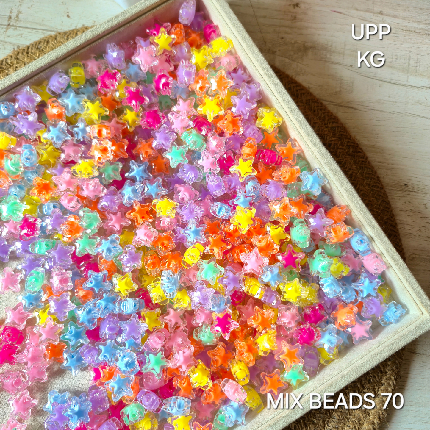 100gm Multi Color Beads For Making Hair Accessories, Jewellery, DIY Crafts (Mix Beads 70)
