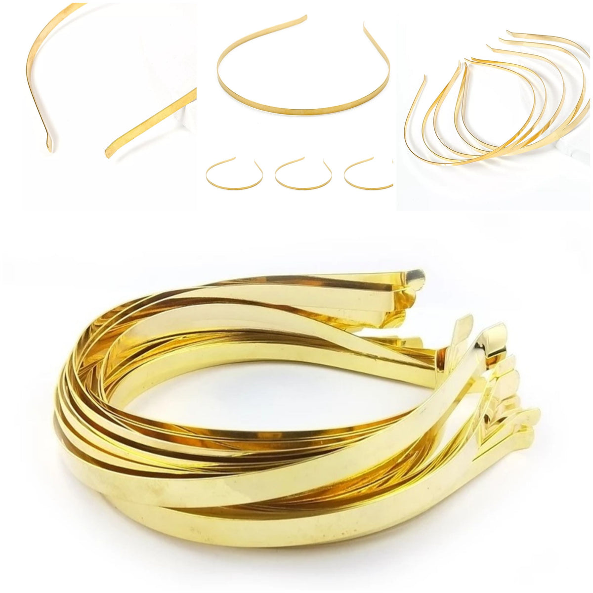 Pack of 30pc Metal Golden Color Hair Bands (7mm Width)