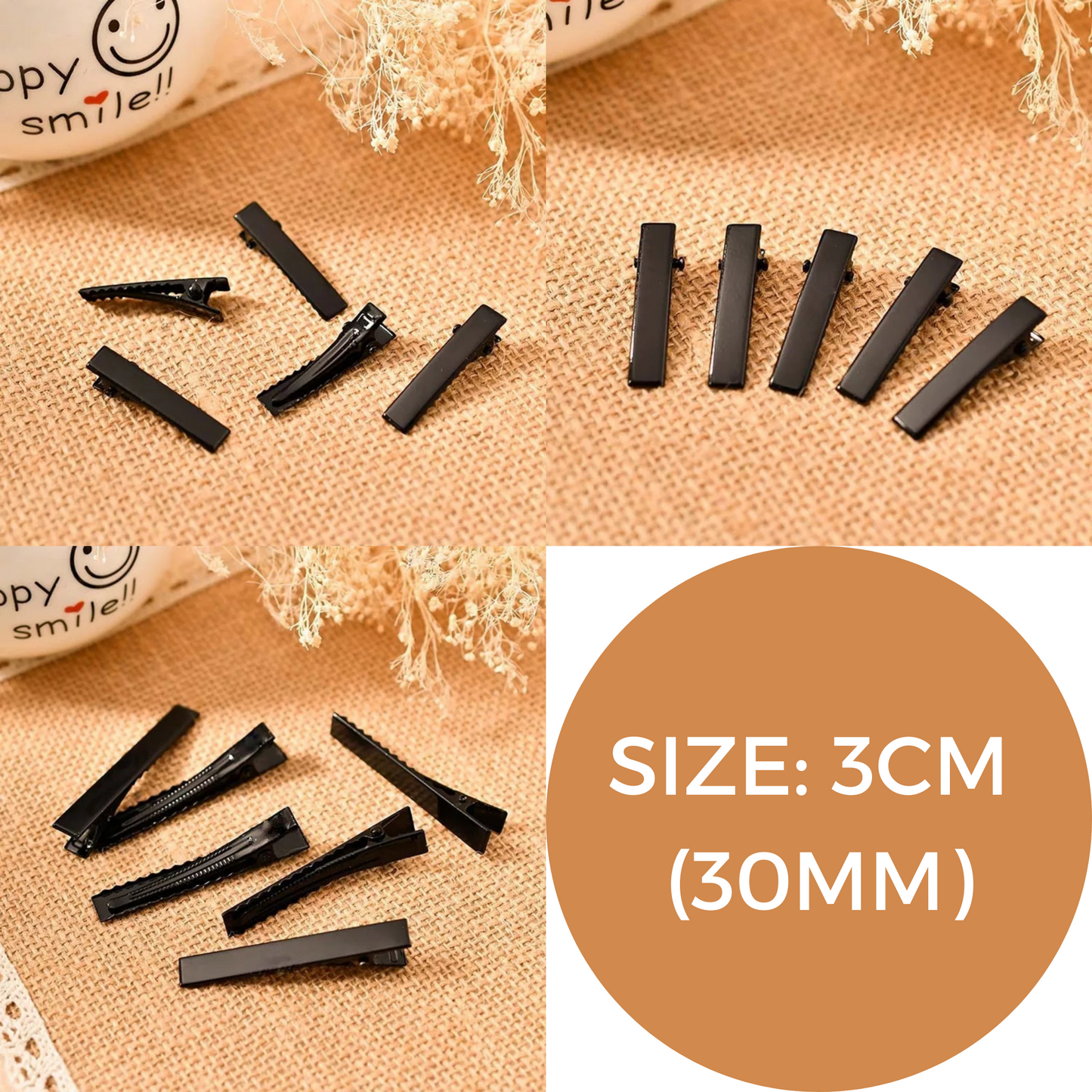 3cm (100pc) Black Alligator Hair Clip – DIY Bow Making