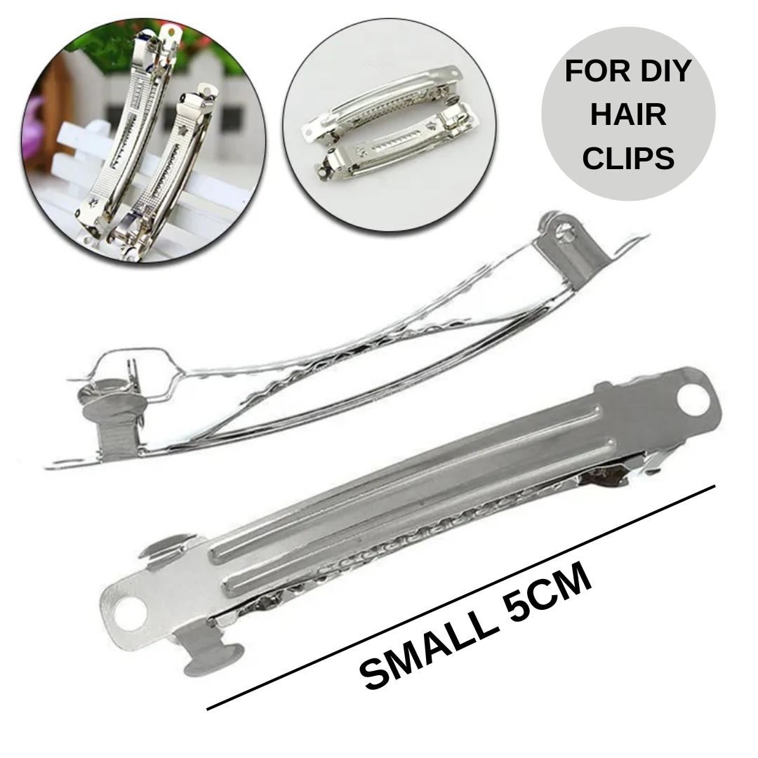 Pack of 50pcs (5cm) Silver Barrette Hair Clips for DIY Hair Accessories Making
