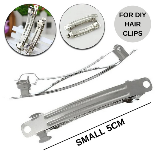 Pack of 50pcs (5cm) Silver Barrette Hair Clips for DIY Hair Accessories Making