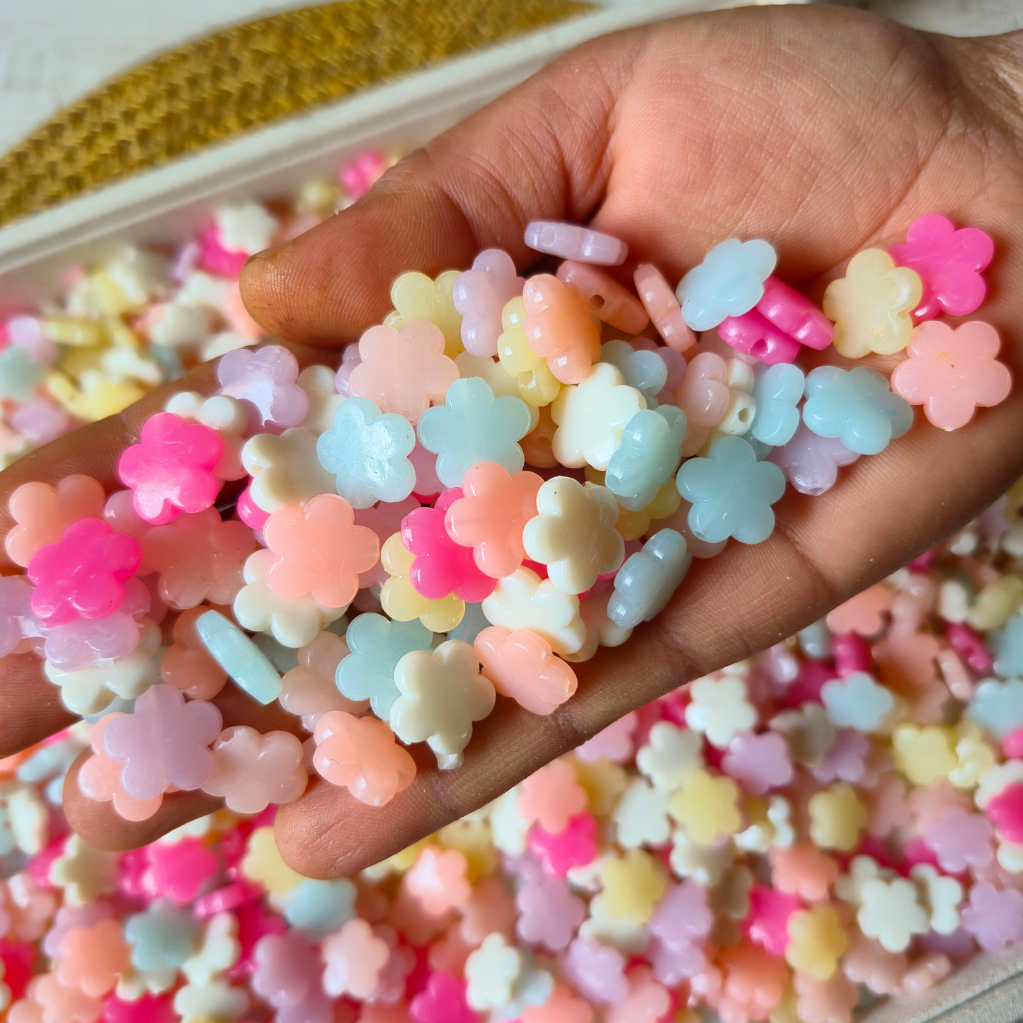 100 Grams Multi Color Beads For DIY Hair Accessories, Jewellery, Crafts Making (008)