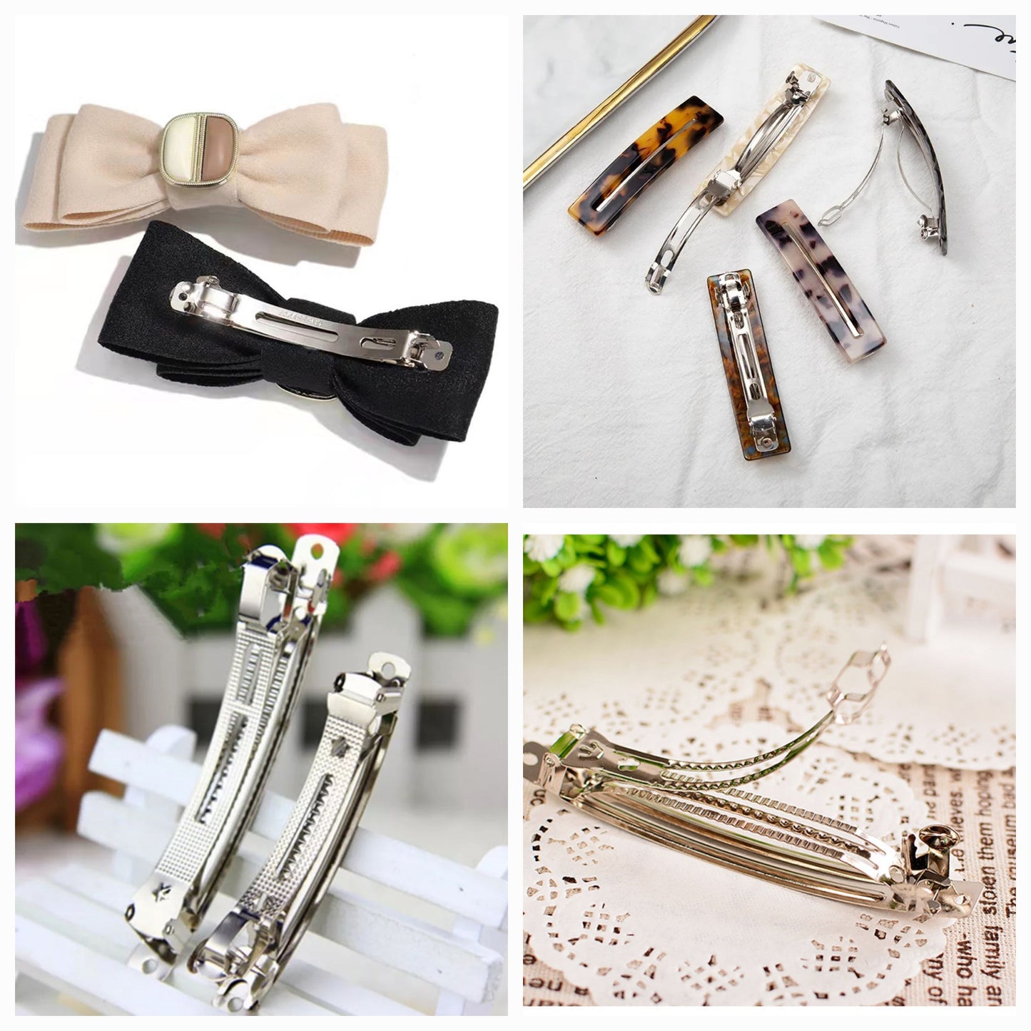 8CM (100PC) Silver Barrette Back Hair Clips Medium