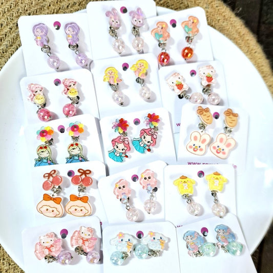 Expertly crafted for young girls, these Clip On Earrings (MIX DESIGNS)