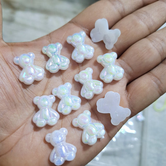 Pack of 50pc Teddy Design Rainbow Glossy Beads