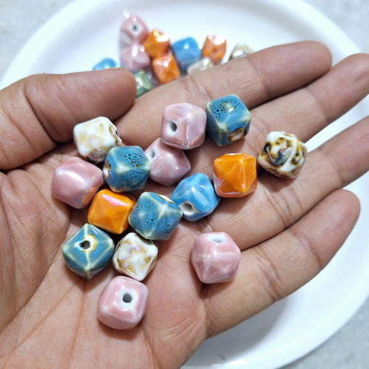 Pack of 20pc Premium Quality Glass Finish Beads For Making Jewellery, DIY Crafts