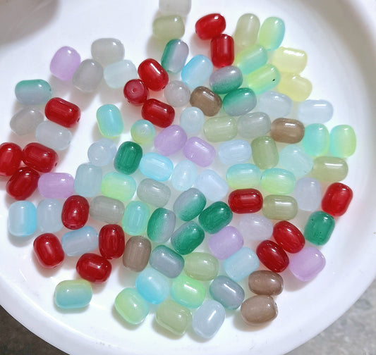 Pack of 50pc Glossy Finish Glass Beads For Making Jewellery,DIY Crafts etc.